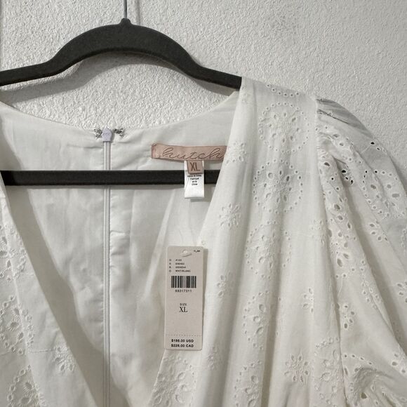 Anthropologie Hutch Smocked Waist Eyelet Jumpsuit XL Cottagecore‎ Feminine NWT - Picture 2 of 10